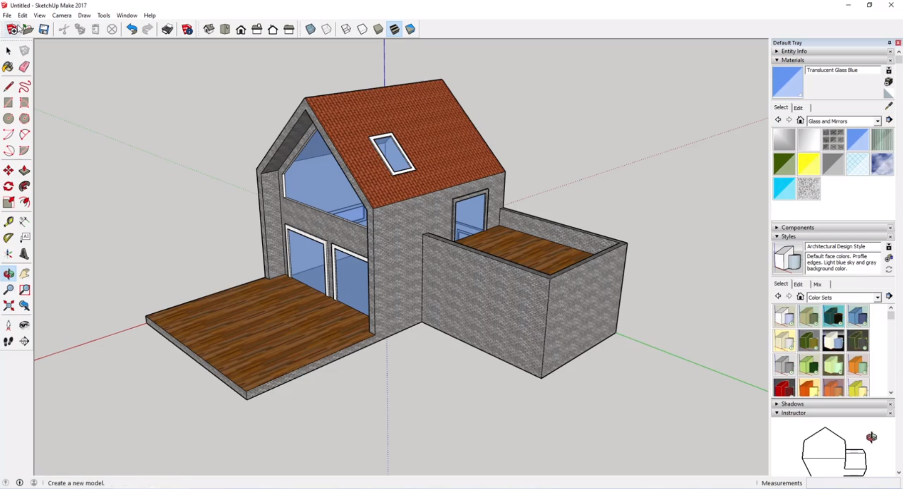 Risanje hiše v programu Sketchup (videoposnetek).